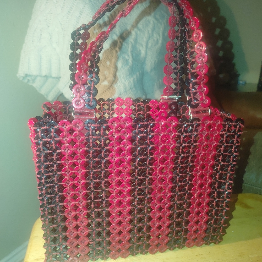 Vintage 1960s Button Handbag Handmade Exquisite Condition
